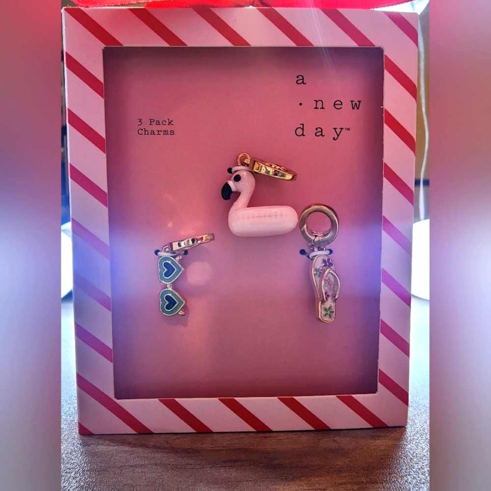 **BRAND NEW IN BOX** A New Day Flamingo and Heart Charms Set